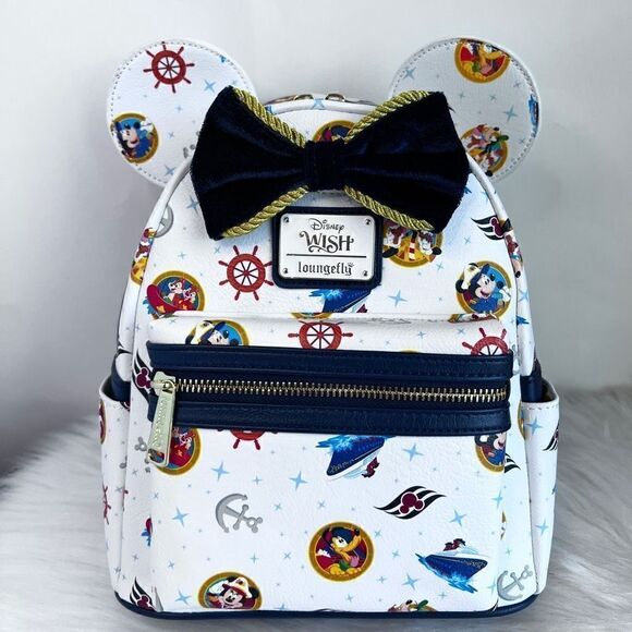Wish Loungefly White AOP Backpack Disney Cruise Line DCL SOLD OUT In Hand - Picture 1 of 9